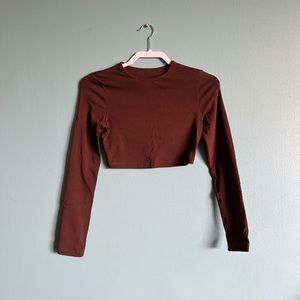 Basic Brown Crop Top | Long Sleeve Crop Top